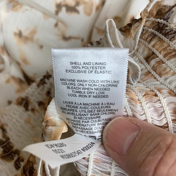 NWT Express Fall Crop Top Long Sleeve Chiffon Sz XS Brown Cream - Picture 9 of 10